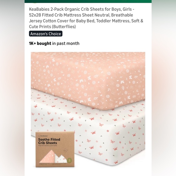 Organic Changing Pad Covers - Peach and White - Picture 2 of 3